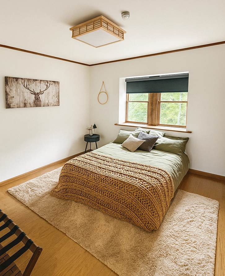 A Cozy Bedroom Featuring A Bed